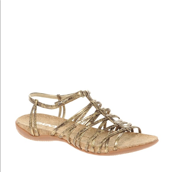 dkny gold sandals